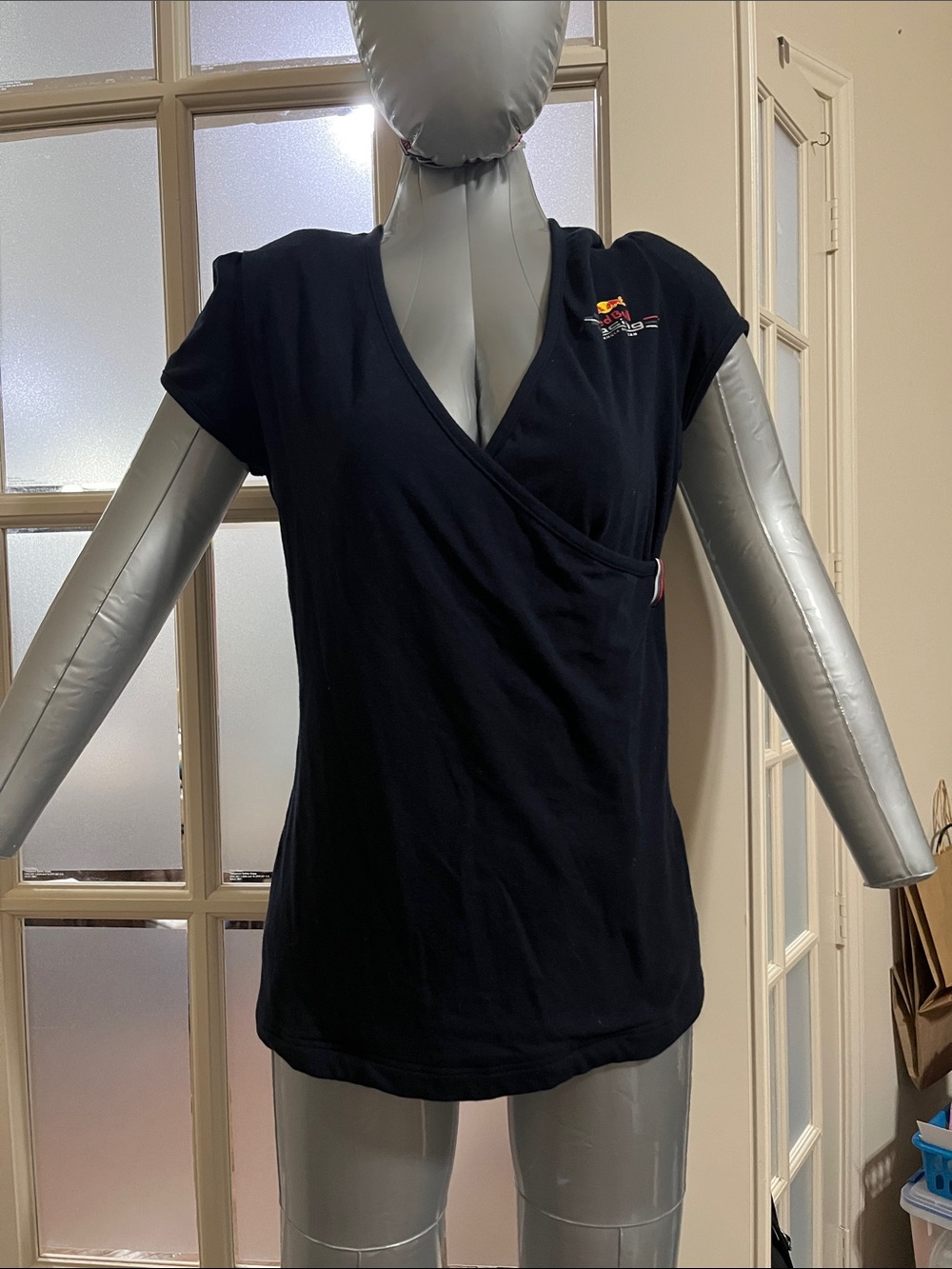 Women's Black Wrap V-Neck Tee
